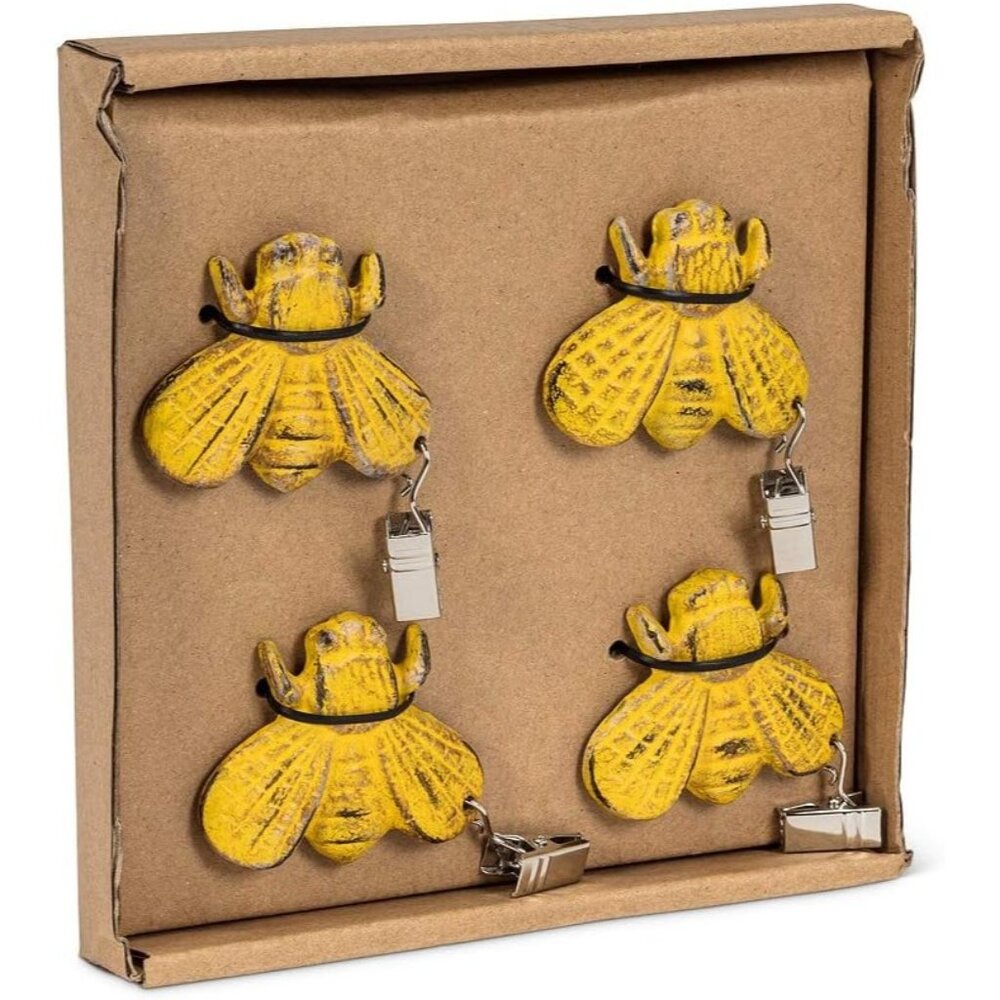 Abbott Collection Set Of 4 Yellow Metal Bee Tablecloth Weights